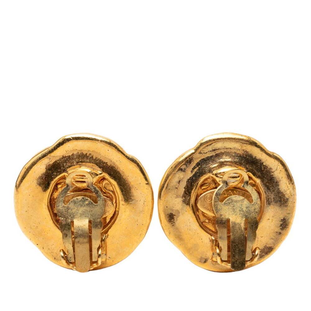 Chanel Vintage Earrings Logo Gold-Tone #246960C68B - Picture 2 of 3